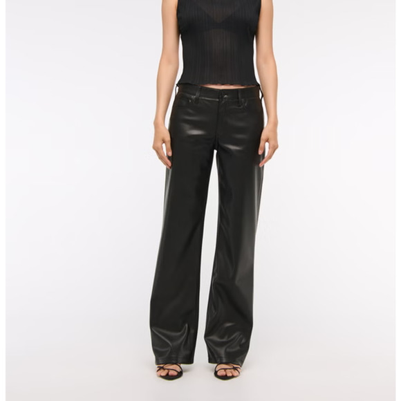 Abercrombie & Fitch Pants - Abercrombie & Fitch Vegan Leather Low Rise Baggy Pant Black Size 28/6 A003658